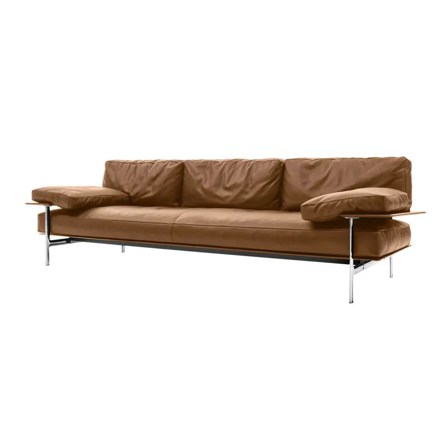 Sleek Modern Stainless Steel Black Leather Extendable Reception Sofa
