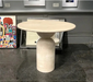 Elegant Beige Travertine Side Table: Modern Natural Stone Accent Furniture