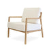 Luxurious Oak Wood Frame White Linen Modern Accent Armchair for Living Room