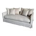 Modern White Linen Fabric Sofa Couch with Pillows - Living Room Furniture
