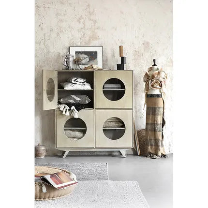 Elegant Nordic Oak Wood Storage Cabinet for Living Room Sideboard