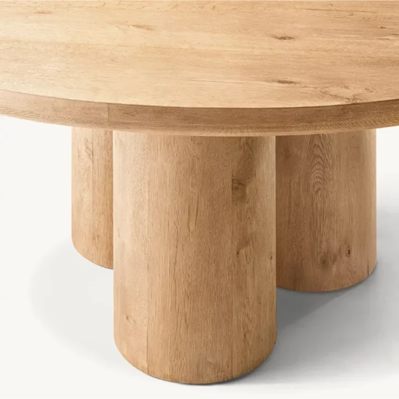 Premium American Oak Round Dining Table & Chairs Set for Luxury Living
