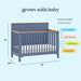 Versatile Cove Blue & Honey Wood Convertible Baby Crib for Nursery