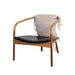 Premium Retro Solid Oak Frame Leather Lounge Chair with Upholstered Back