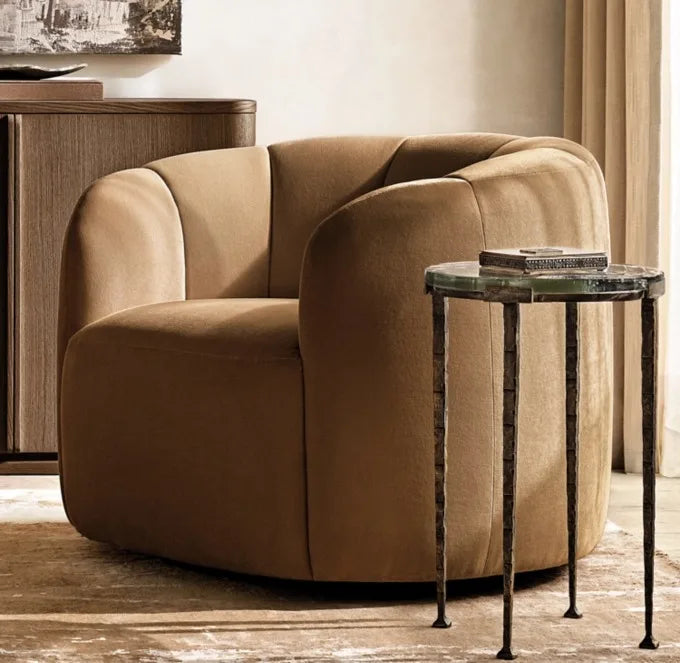 Luxurious Swivel Accent Chair Upholstered Fabric Round Armchair for Modern Homes