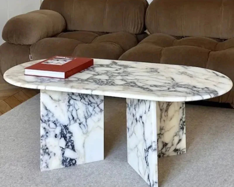 Luxury Calacatta Viola Natural Marble Round Stone Coffee Table