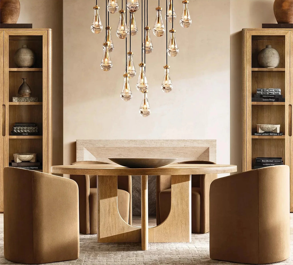 Chic Round Solid Wood Dining Table, Modern Home Furniture, Customizable Design