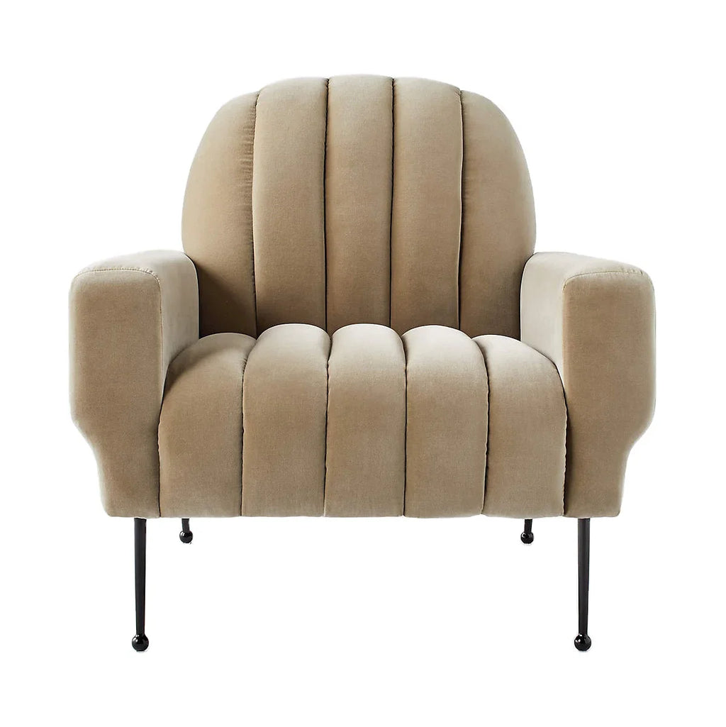 Elegant Channel Tufted Velvet Accent Chair, Modern Nordic Design Lounge Seating