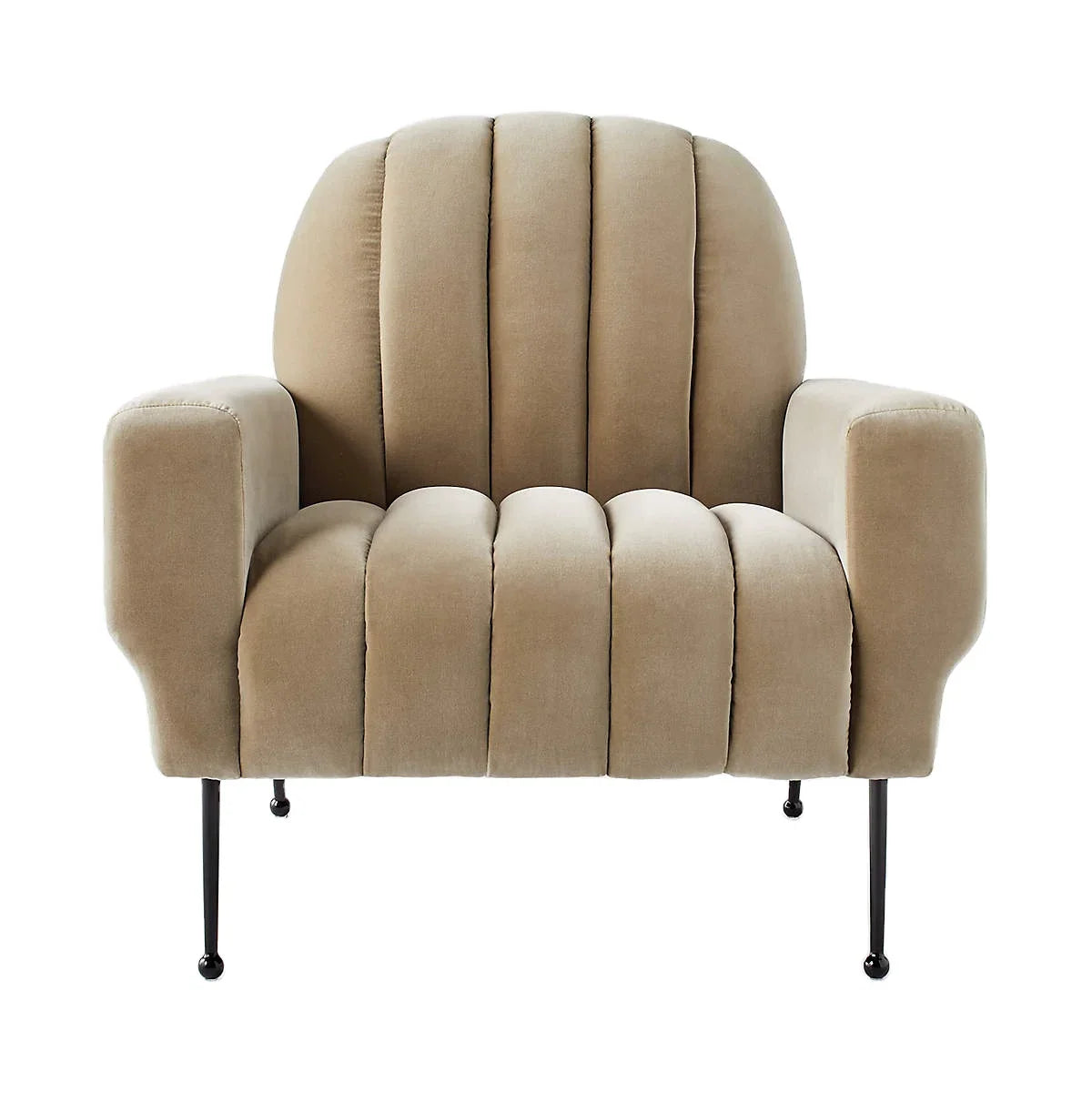 Elegant Channel Tufted Velvet Accent Chair, Modern Nordic Design Lounge Seating