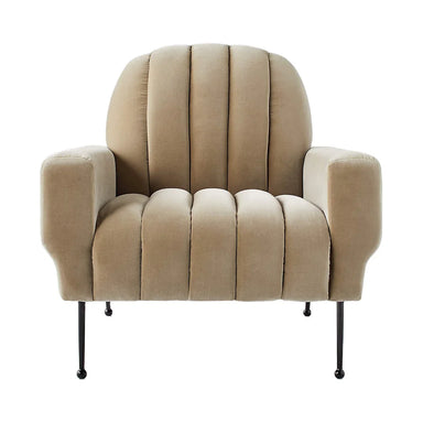 Elegant Channel Tufted Velvet Accent Chair, Modern Nordic Design Lounge Seating