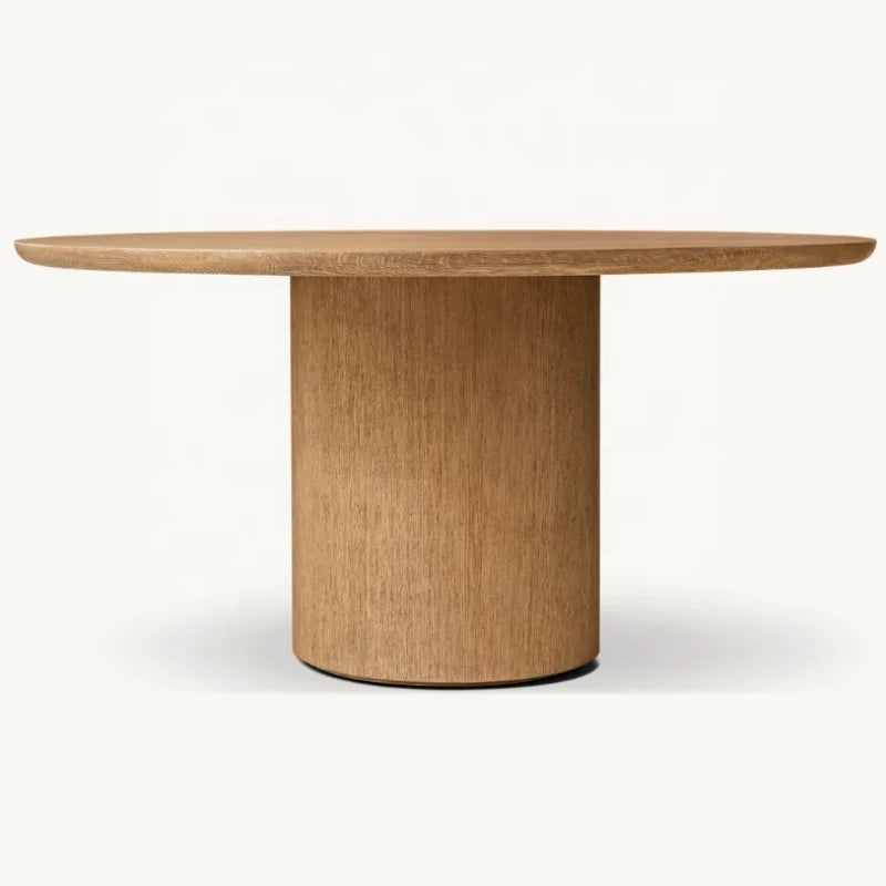 Luxurious Solid Oak Round Dining Table Set - Customizable for Home & Club
