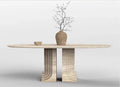 Elegant Tostone Beige Round Travertine Dining Table for Modern Kitchens & Homes
