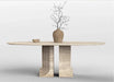 Elegant Tostone Beige Round Travertine Dining Table for Modern Kitchens & Homes