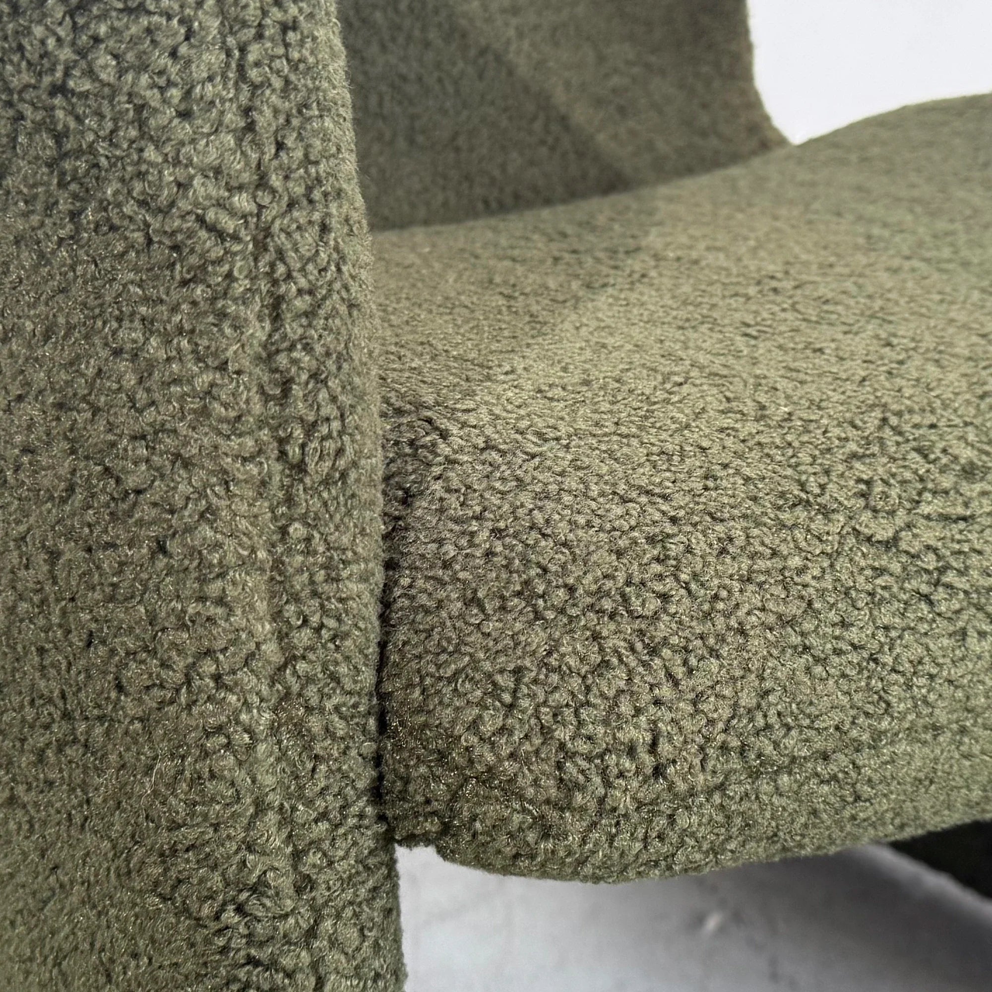 Modern Green Wool Dining Chair with Metal Legs, Gentle Slope Back Design