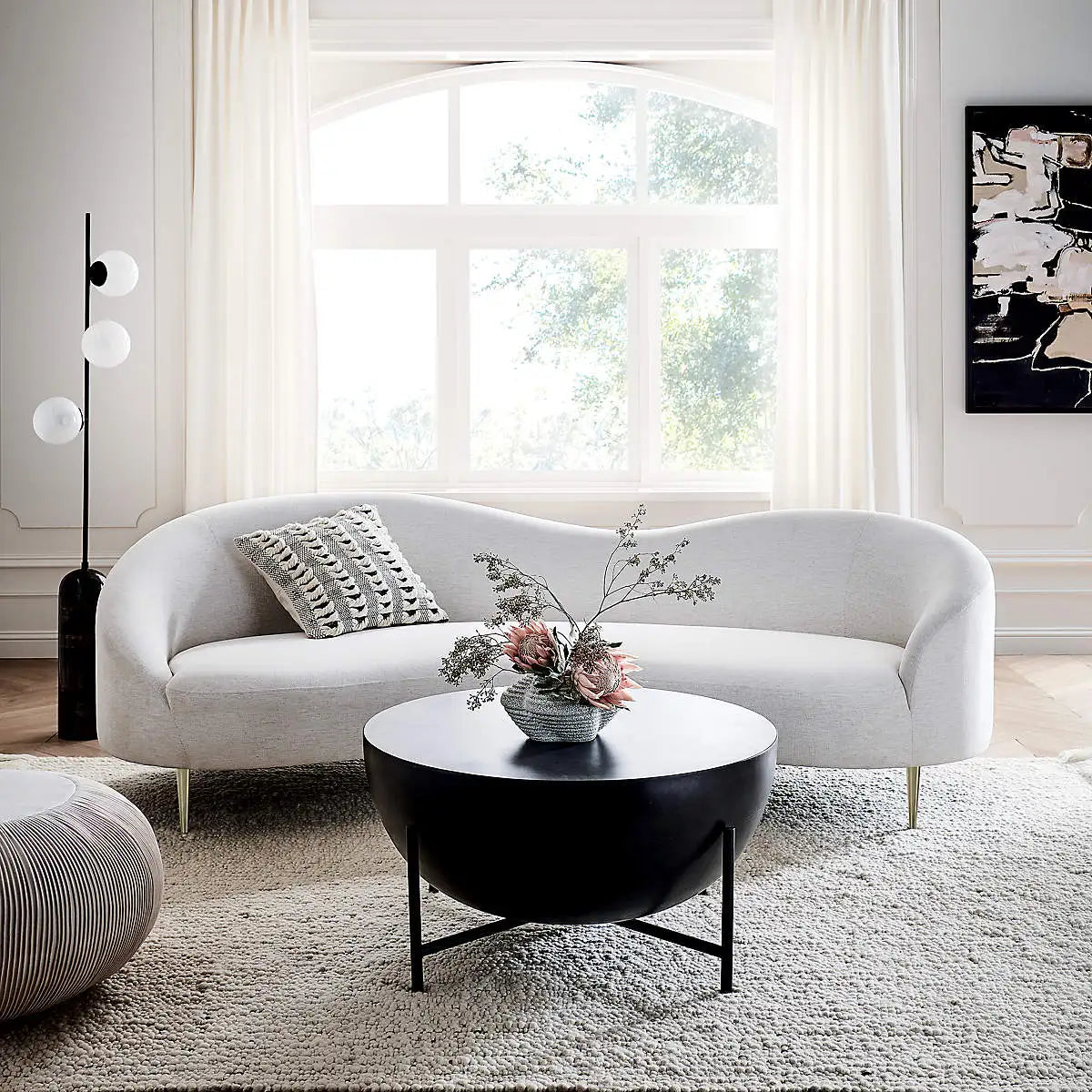 Luxurious Italian Velvet Linen Upholstered Sofa with Stainless Steel Legs