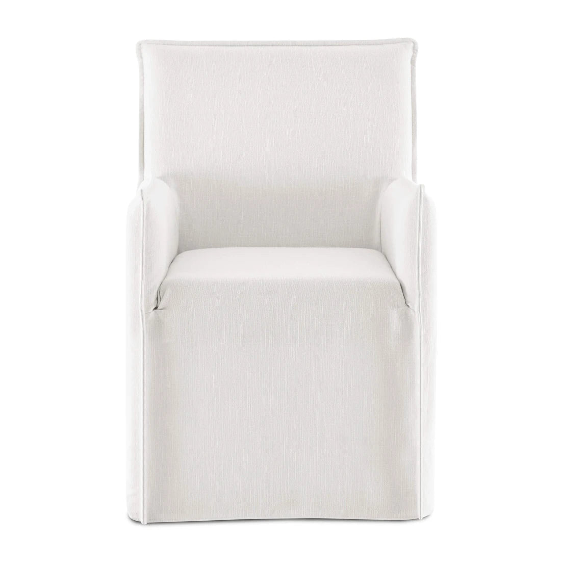 Elegant White Linen Slipcover Dining Armchair Modern Classic Wood Frame Comfort