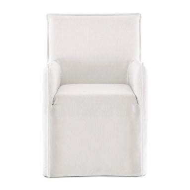 Elegant White Linen Slipcover Dining Armchair Modern Classic Wood Frame Comfort