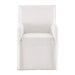 Elegant White Linen Slipcover Dining Armchair Modern Classic Wood Frame Comfort