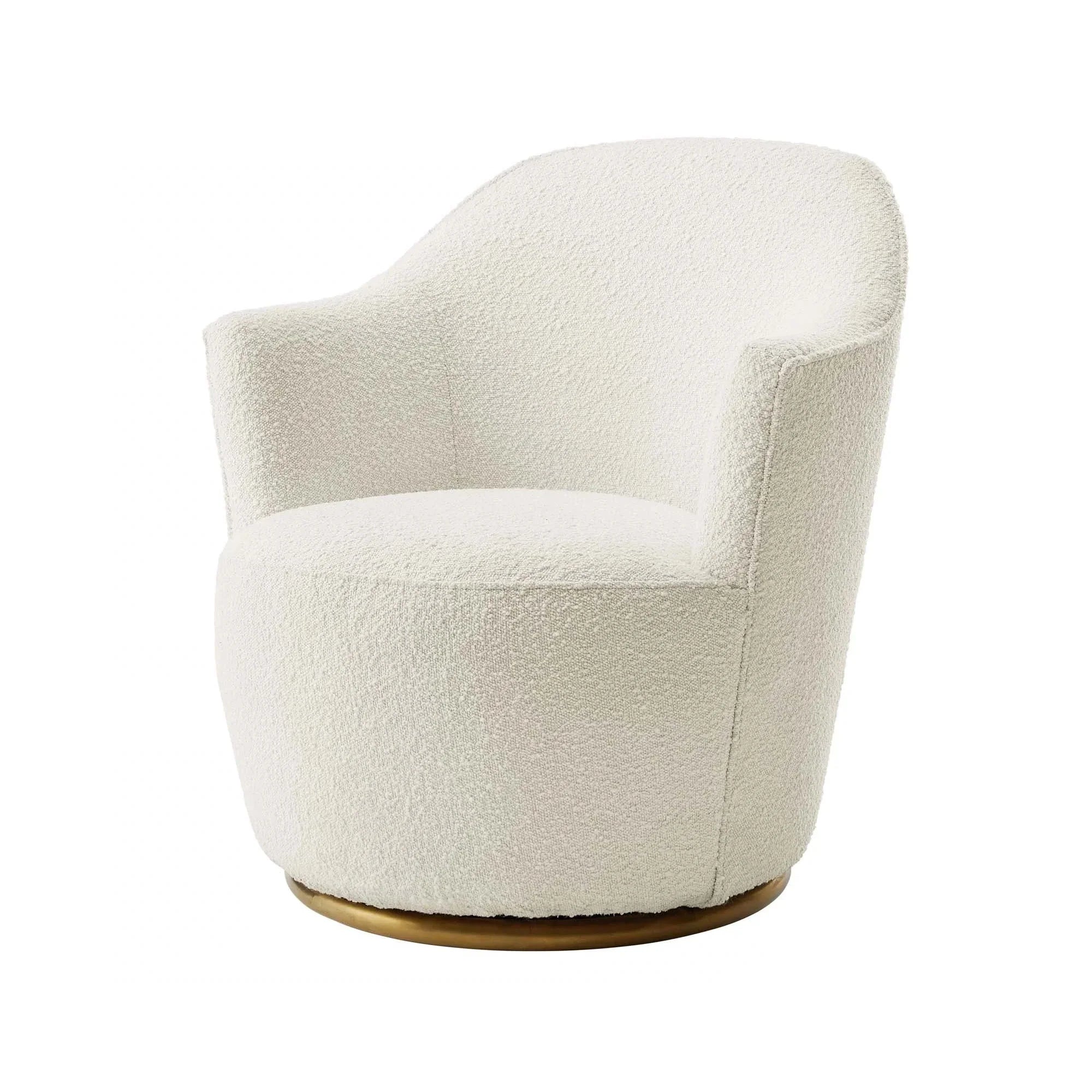 Chic White Boucle Swivel Accent Chair - Modern Upholstered Living Room Armchair