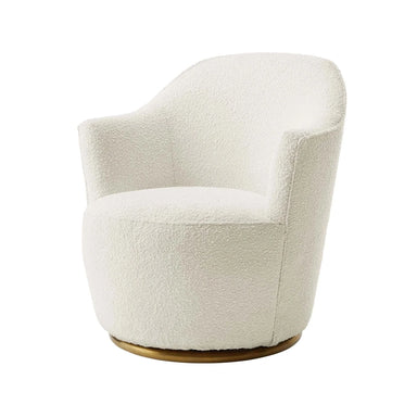 Chic White Boucle Swivel Accent Chair - Modern Upholstered Living Room Armchair