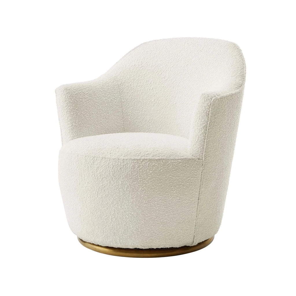 Modern White Boucle Swivel Accent Chair – Luxurious Living Room Leisure Seating