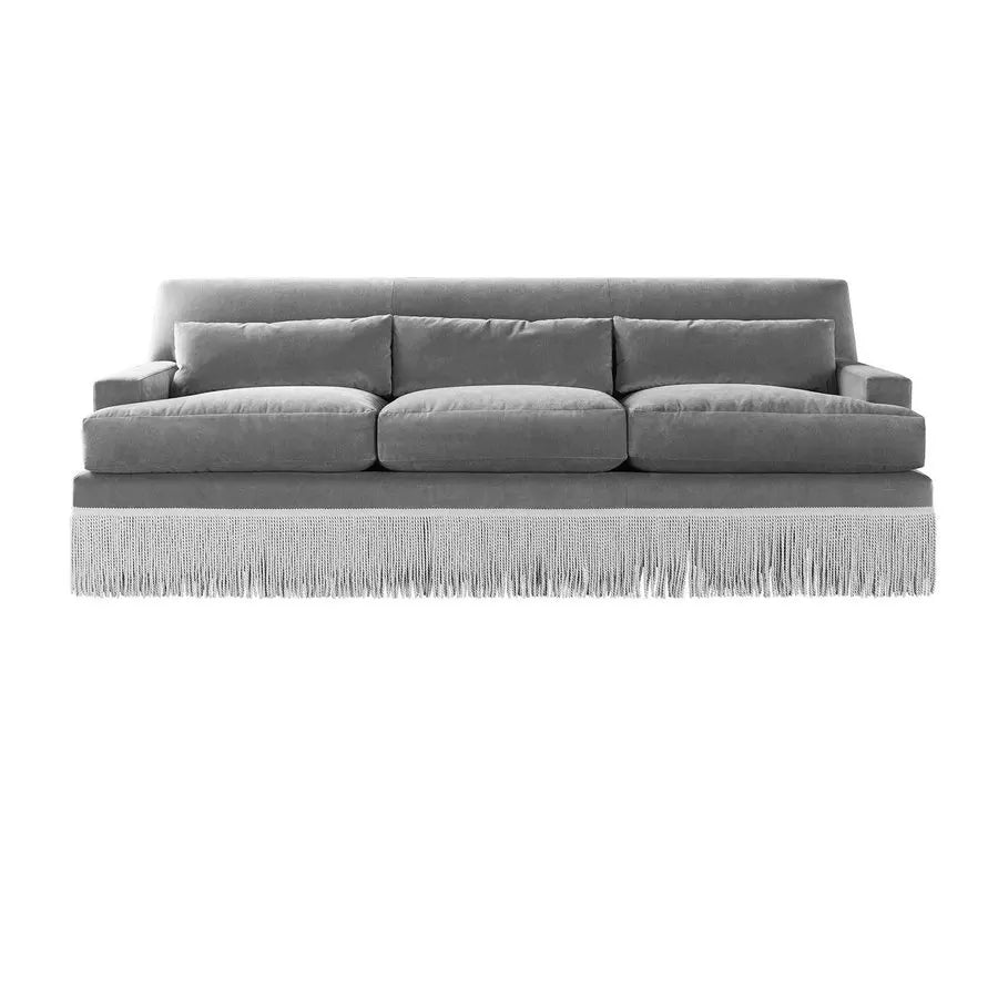 Elegant L-Shaped Velvet Sectional Sofa with Chic Fringes, Plush Comfort Couch