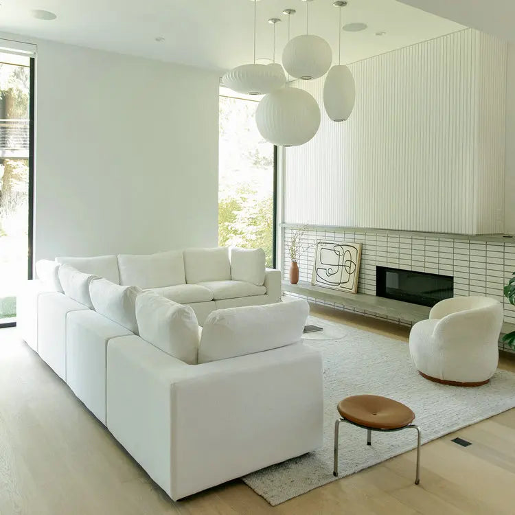 Luxury Boucle Down Feather Modular Cloud Sectional Sofa for Living Room