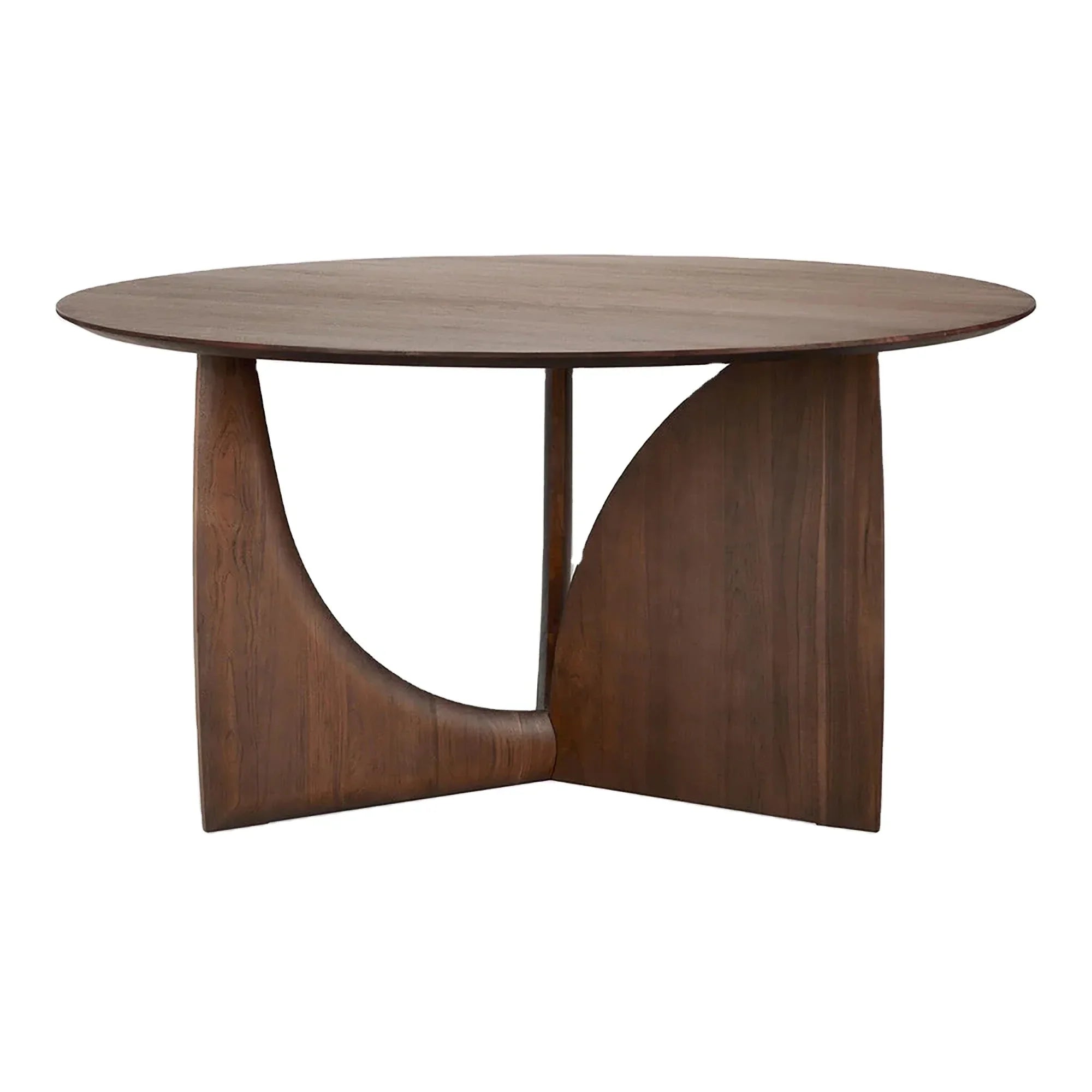 Stunning 59.5'' Solid Oak Round Dining Table, Geometric Crossed Arch Base