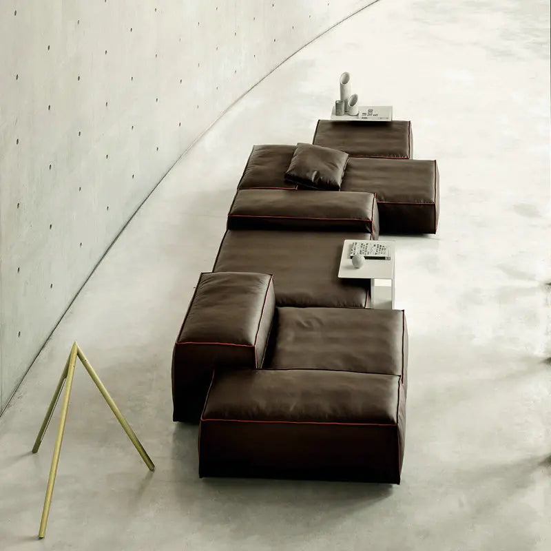 Modern Italian Luxury Leather Sectional Sleeper Sofa Bed for Living Room