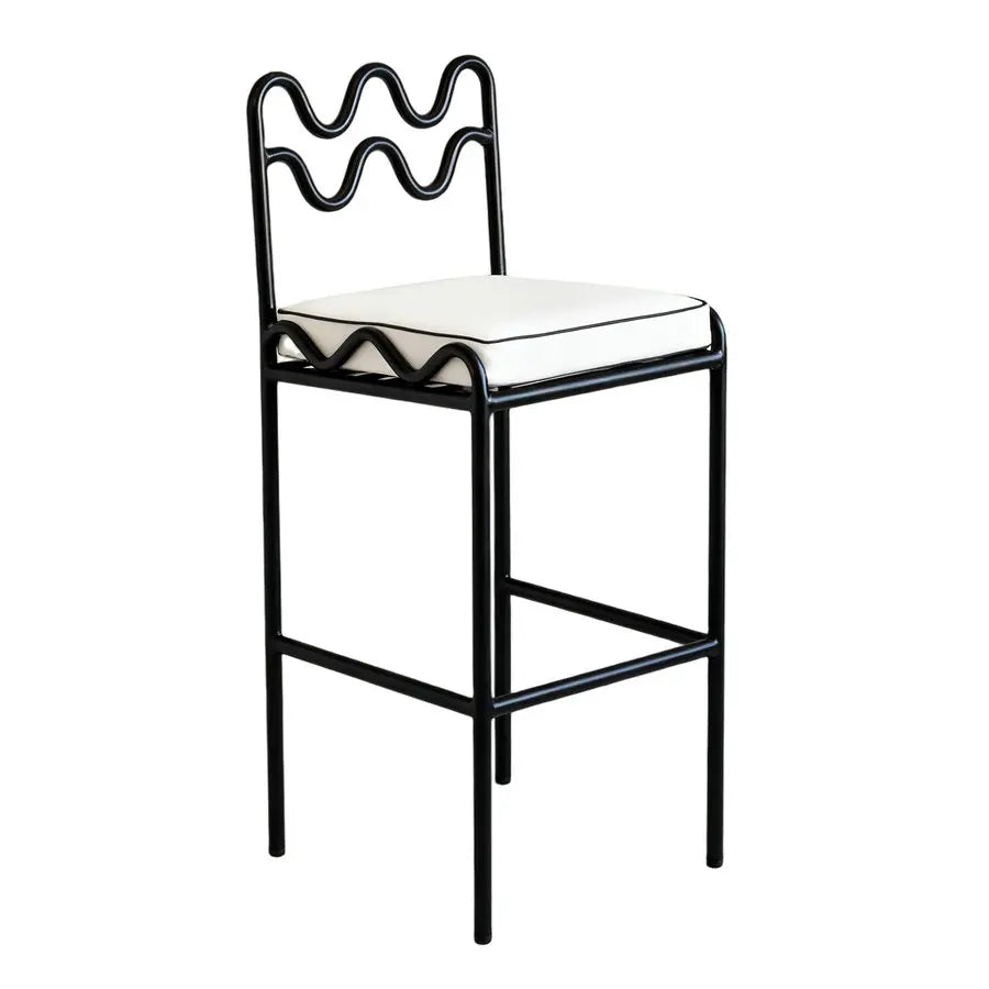 Elegant Mid-Century Modern Metal Wave Bar Stool for Kitchen & Bar