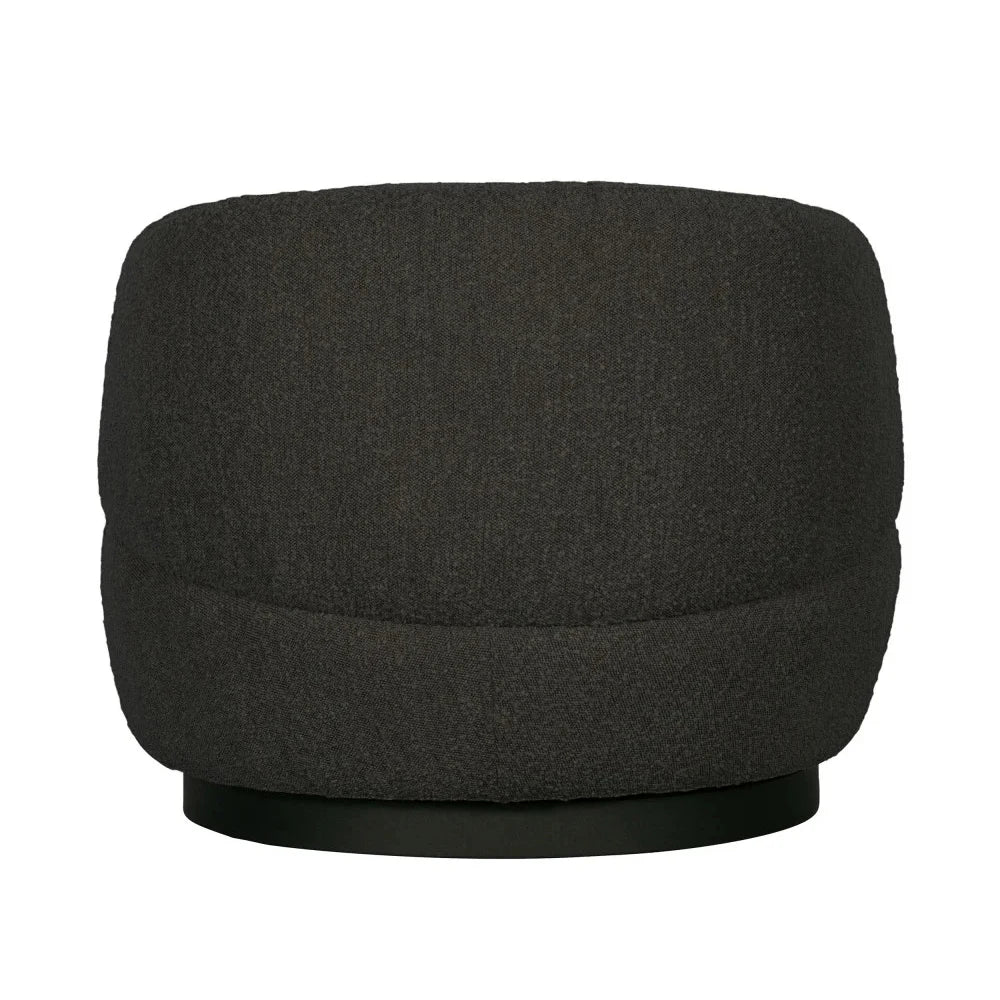 Black Boucle Swivel Armchair: Modern Metal Leg Rotation Lounge Chair
