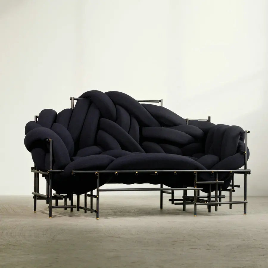 Modern Suede Woven Fabric 2-Seater Lounge Sofa for Commercial Spaces Furniture