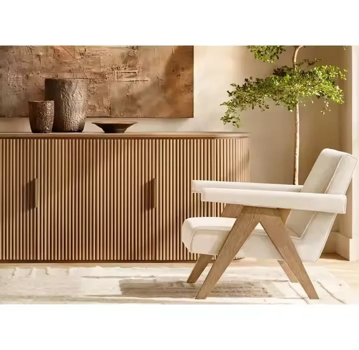 Modern Luxury Solid Oak Wood Sideboard Cabinet with 4 Drawers