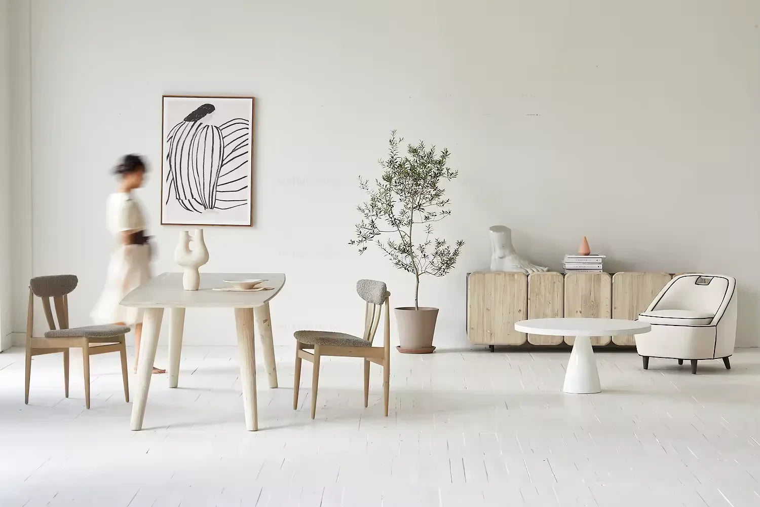 Modern Scandinavian Recycled Pine Sideboard Storage Cabinet | Living Room Dining Furniture