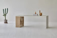 Modern Nordic Rectangle Dining Table: Recycled Pine Wood Slab & Concrete Base