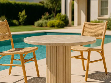Elegant Round Natural Travertine Coffee Table for Modern Living Room Decor