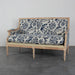 Chic French Solid Oak 2-Seat Upholstered Linen Sofa for Events & Home