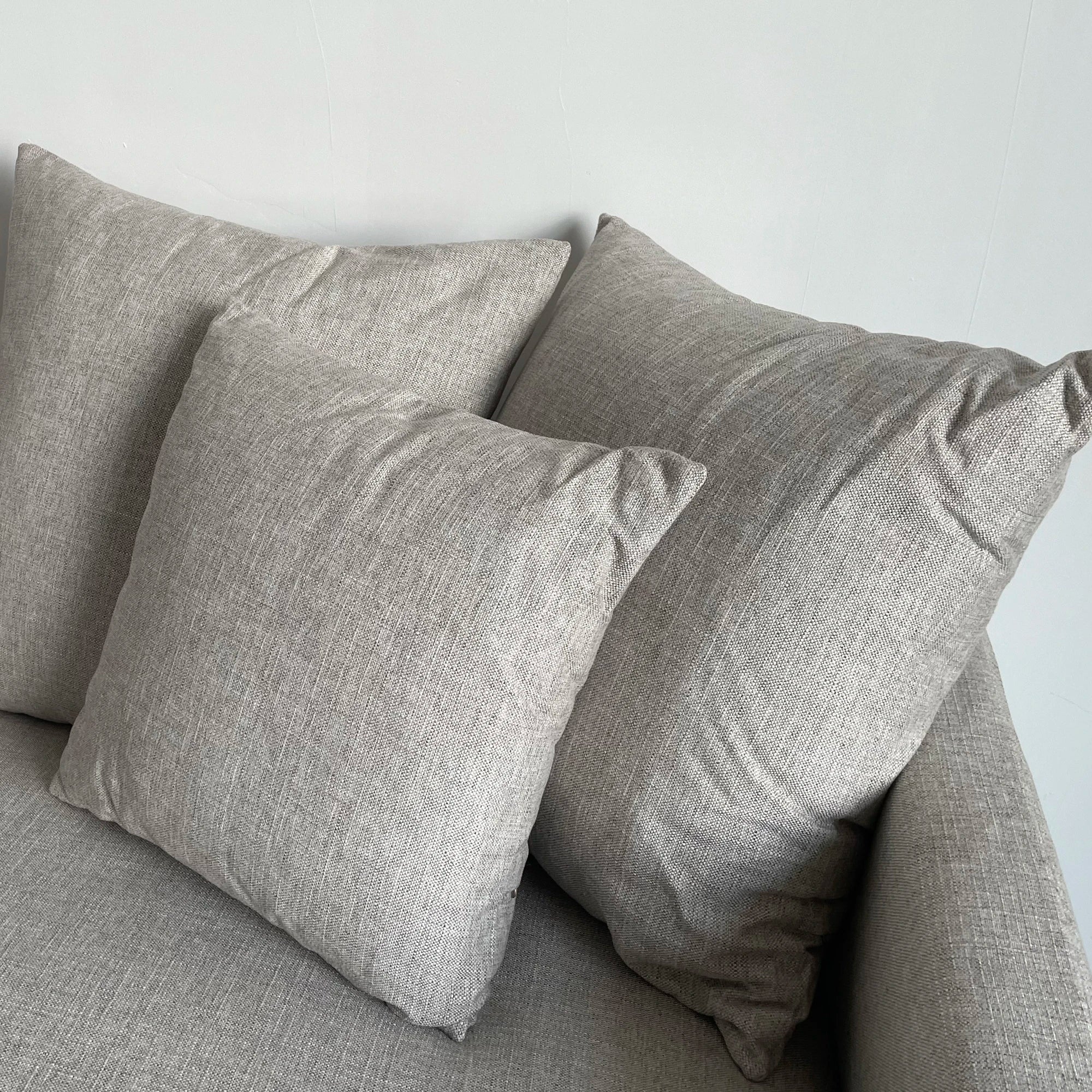 Modern White Linen Fabric Sofa Couch with Pillows - Living Room Furniture