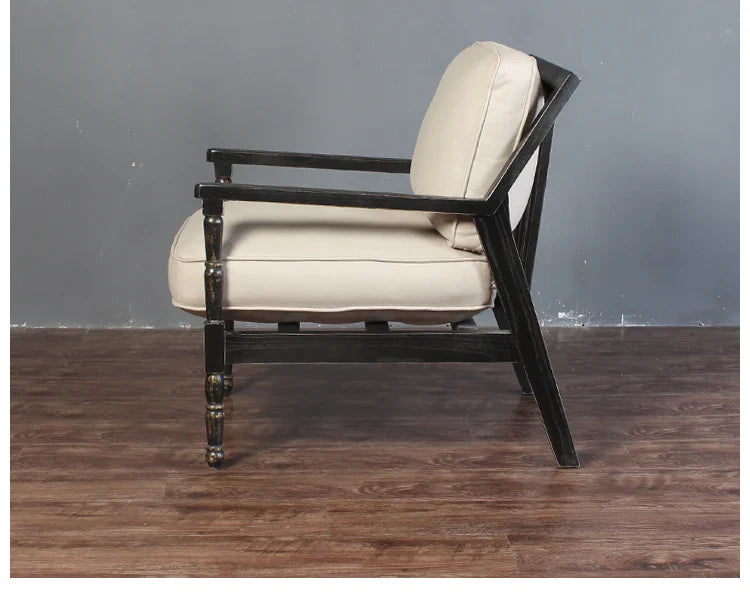 Elegant Black Suede Upholstered Accent Armchair with Solid Oak Wood Frame