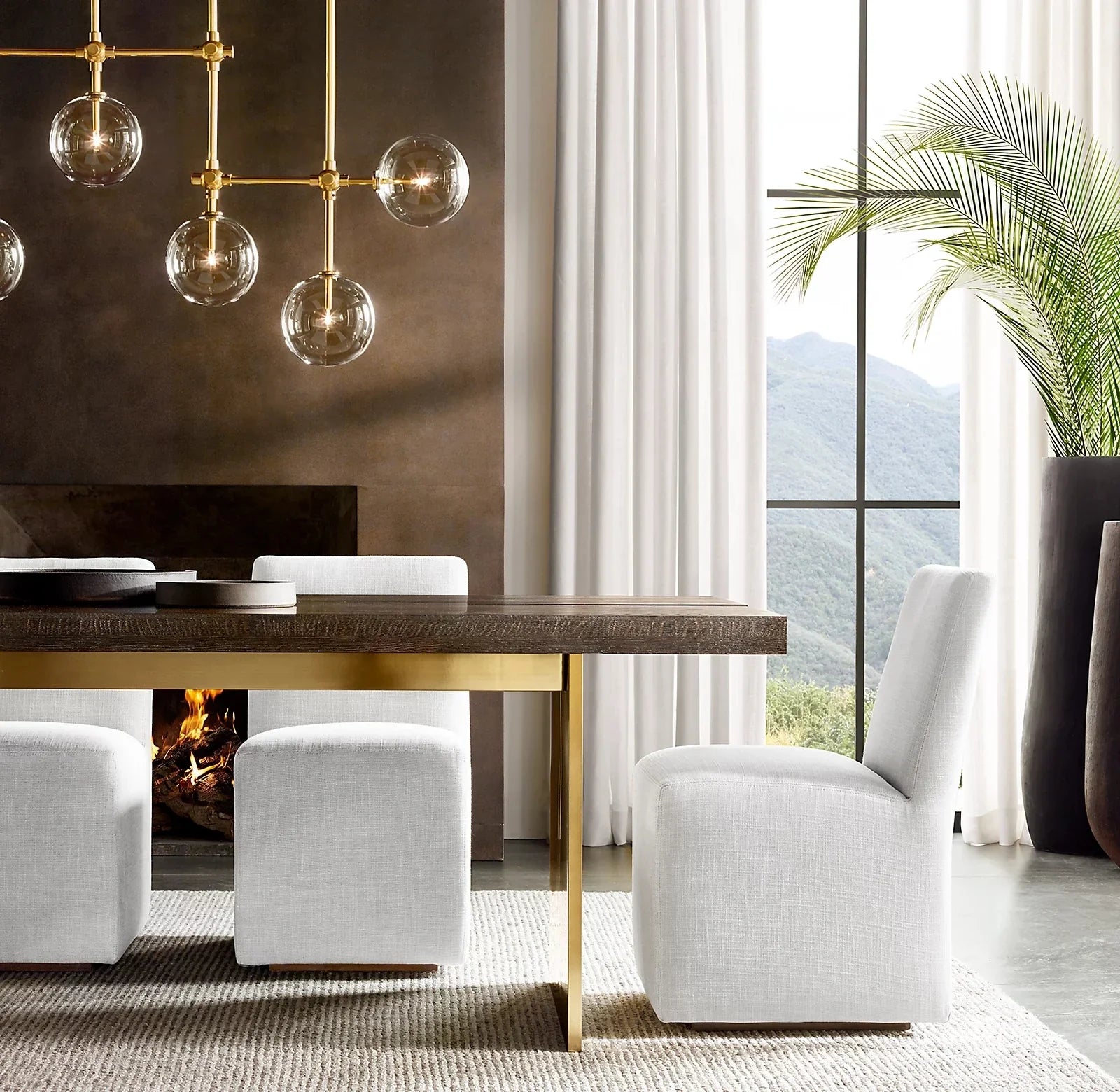 Elegant Solid Wood Dining Table with Modern Metal Legs for Home