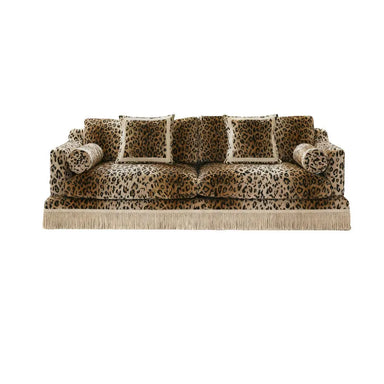 Luxury Velvet 3-Seater Sofa with Elegant Fringe and Tassels for Modern Homes