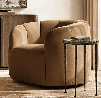 Modern Round Living Room Side Table, Handcrafted Steel Frame, Luxury Glass Top