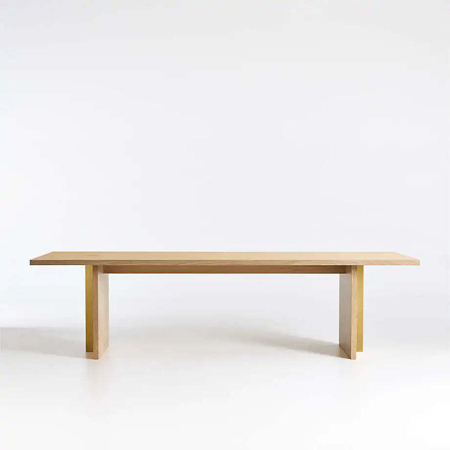 Modern Natural Oak 10-Seater Dining Table with Elegant Gold Metal Legs