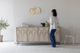 Elegant Japandi French Louis Recycled Pine Sideboard Cabinet for Living Room