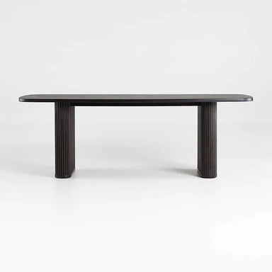 Nordic Solid Oak Oval Dining Table 8 Seater Black Ribbed Legs