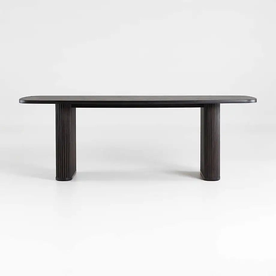 Nordic Solid Oak Oval Dining Table 8 Seater Black Ribbed Legs