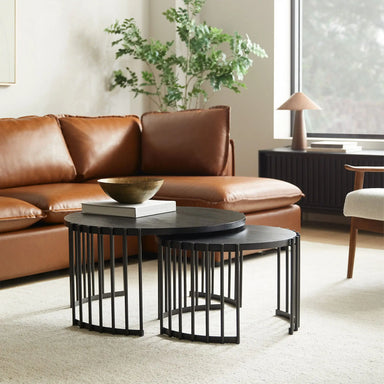 Elegant Natural Wood Nesting Coffee Table Set for Living Room Decor
