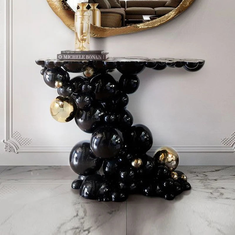 Modern Gold Stainless Steel and Marble Luxury Entrance Console Table