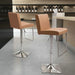Elegant Stainless Steel Leather Adjustable Swivel Counter Height Kitchen Bar Stool