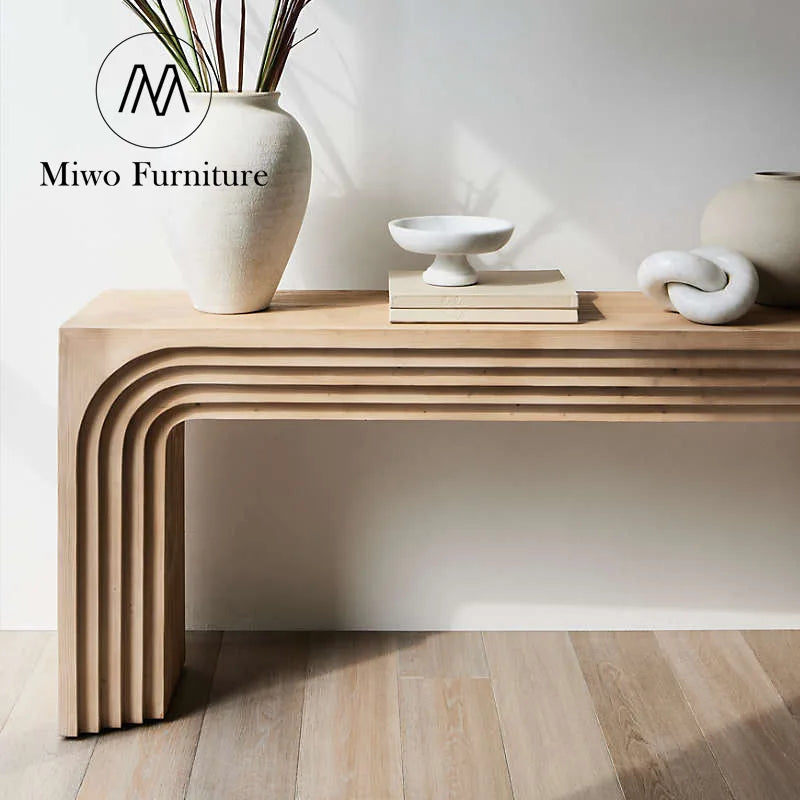 Modern Natural Solid Wood Narrow Entryway Sofa Backrest Console Table